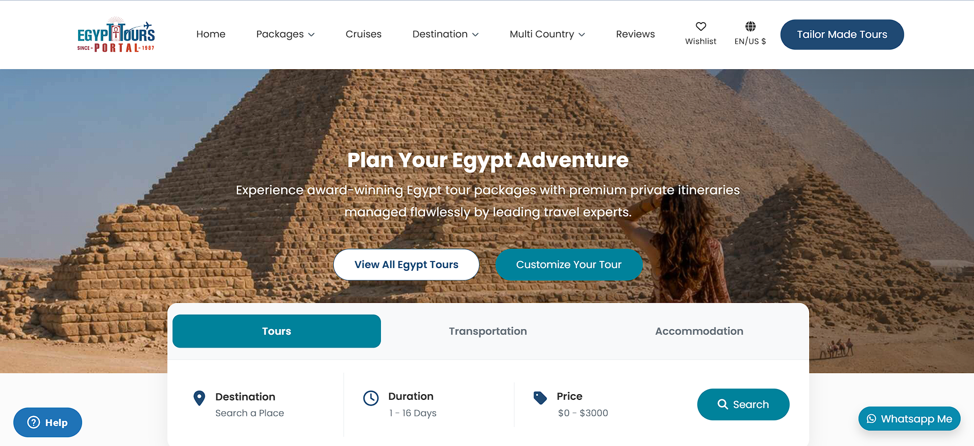 Egypt Tours Portal website